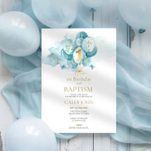 Baptême et 1er anniversaire Ballons Bleus Invitati