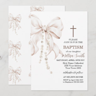 Invitation Baptême Fille au Ruban