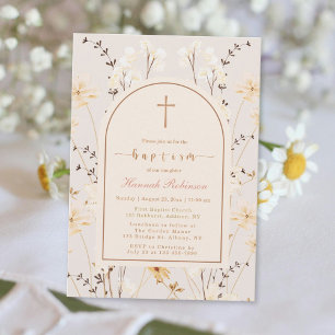 Invitation Baptême Fleur sauvage élégant / Baptême
