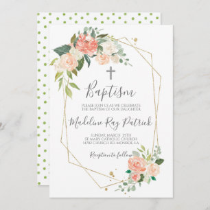 Invitation Baptême floral
