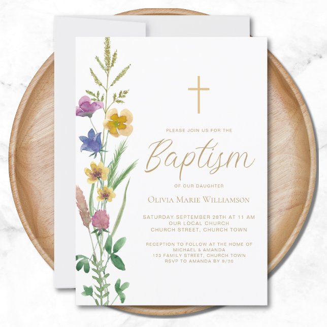 Invitation Baptême floral (Créateur téléchargé)