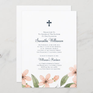 Invitation Baptême floral d'aquarelle