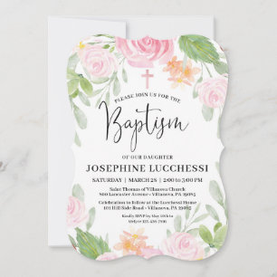 Invitation Baptême florale floue