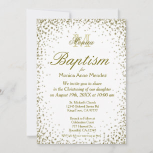 Invitation Baptême Gold Confetti