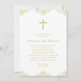 Invitation Baptême Gold Cross/Christening