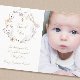 Invitation Baptême merci les fleurs sauvages de l'invitation