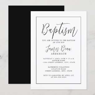 Invitation Baptême Moderne Noir Blanc
