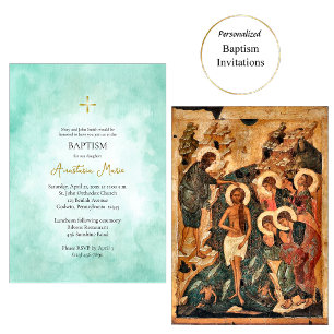 Invitation Baptême orthodoxe de la mousse de l'océan