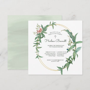 Invitation Baptême ou Christ Élegant Eucalyptus