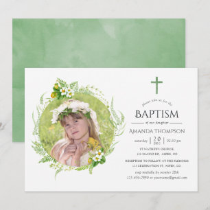 Invitation Baptême ou Christening de la verdure du pays