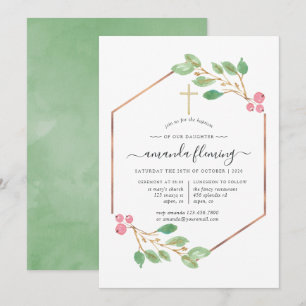 Invitation Baptême ou Christening de Noël géométrique