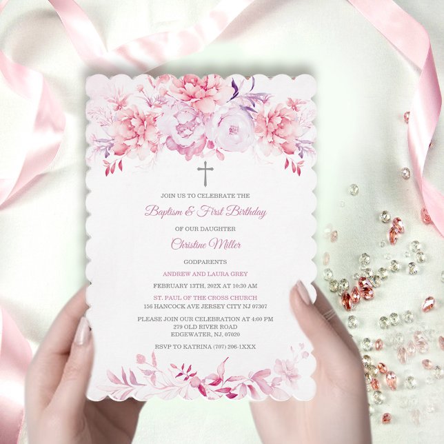 Invitation Baptême Personnalisé Avec Godparents Nom (Créateur téléchargé)