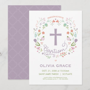 Invitation Baptême pour fille - Jolie, personnalis