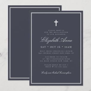 Invitation Baptême Pour Sa Croix Élégante Classique