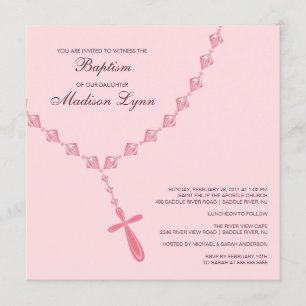 Invitation Baptême rose Inviation de bébé de perle de