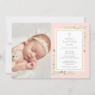 Invitation Baptême rose pâle Baptême Baptême Baptême Photo