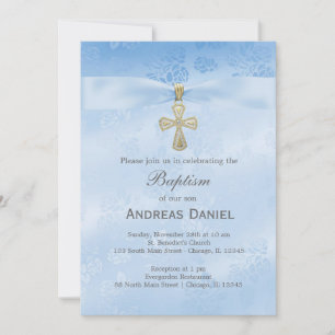 Invitation Baptême Roses bleus