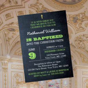 Invitation Baptême vert du tableau de bord