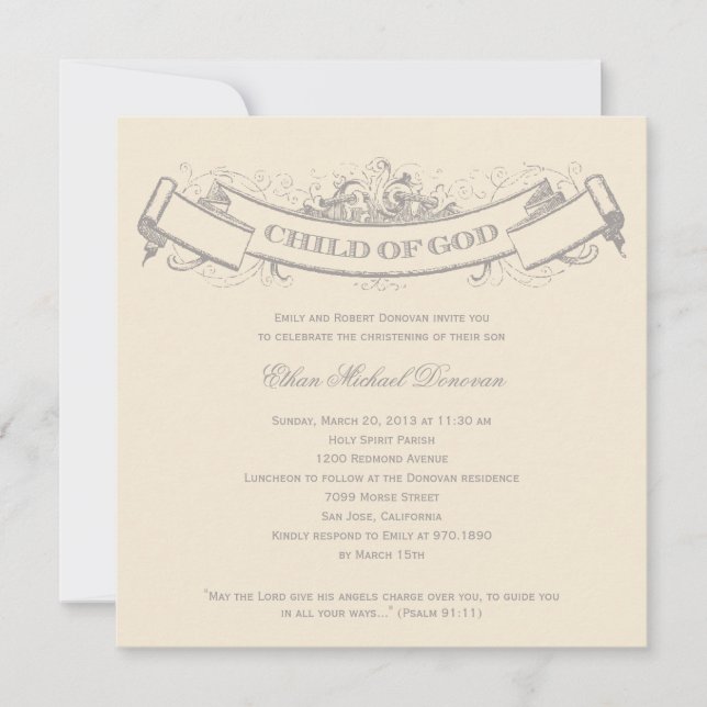Invitation Baptism/Christening Invite (Devant)