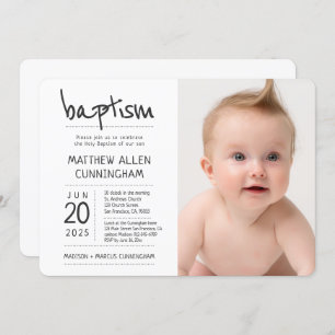 Invitation Baptiste  Moderne + Simple Photo