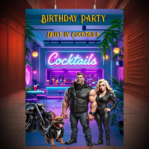 Invitation Bar à cocktails Drive-in Fun Anniversaire Couple d