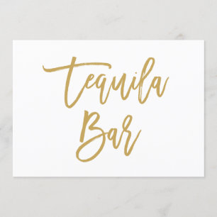 Invitation Bar à Tequila Chic Lettre Main en Or