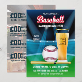 Invitation Bar Baseball Event Promo Menu ajouter photo et log