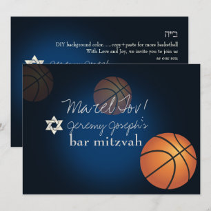 Invitation ✡ BAR DE BASKET-BALL PixDezines MITZVAH/COULEUR DO