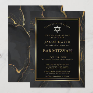 Invitation Bar en marbre noir moderne Mitzvah