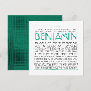 Invitation Bar Mitzvah - 2018 Pantone Arcadia