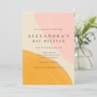 Bar Mitzvah Abstrait Aquarelle Orange Rose 
