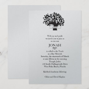 Invitation Bar Mitzvah Arbre de vie Argent