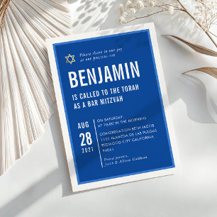 Invitation BAR MITZVAH audacieux clair moderne géométrique bl