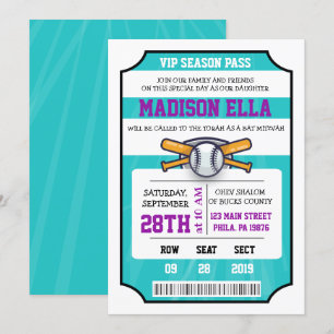 Invitation Bar Mitzvah Billet de BASEBALL