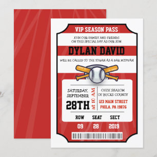 Invitation Bar Mitzvah Billet de BASEBALL