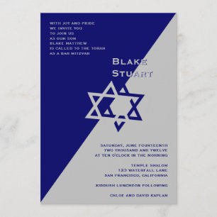 Invitation Bar Mitzvah Blake Blue Silver