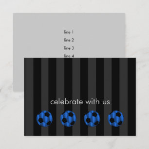Invitation Bar Mitzvah Bleu et Black Soccer Ball
