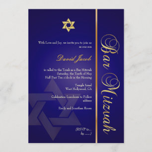 Invitation Bar Mitzvah/ bleu royal/or