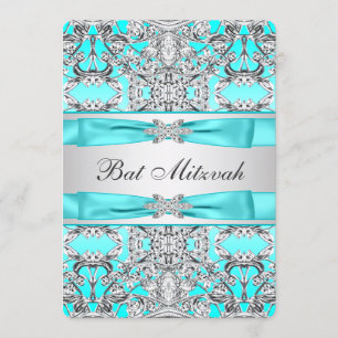 Invitation Bar Mitzvah Bleu Turquoise