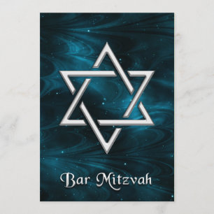 Invitation Bar Mitzvah Blue Nebulae & Silver Star de David