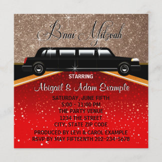 Invitation Bar Mitzvah de star de cinéma sur tapis rouge Glit