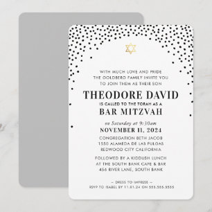 Invitation BAR MITZVAH élégant arche moderne élégant or noir