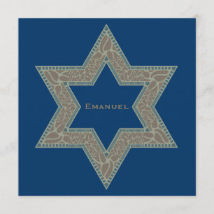 Invitation Bar Mitzvah Emanuel Star David Gold