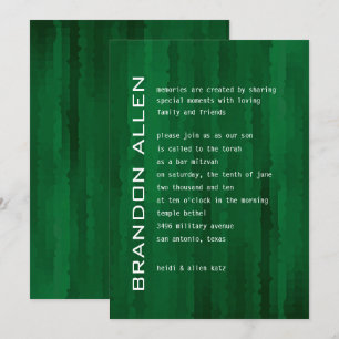 Invitation Bar Mitzvah Emerald Green Techno Streaks