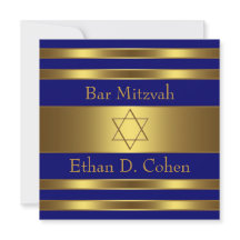 Bar Mitzvah Étoile de David Or Bleu Marine