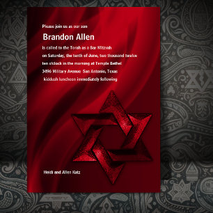 Invitation Bar Mitzvah Étoile rouge de David