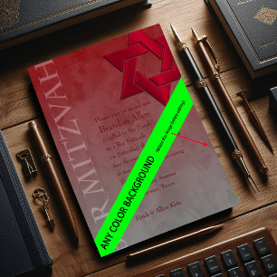 Invitation Bar Mitzvah Étoile rouge élégante de David Ombre