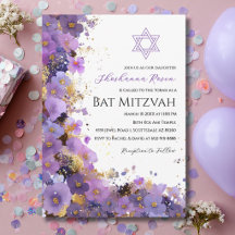 Bar Mitzvah Fleurie Violet et Or