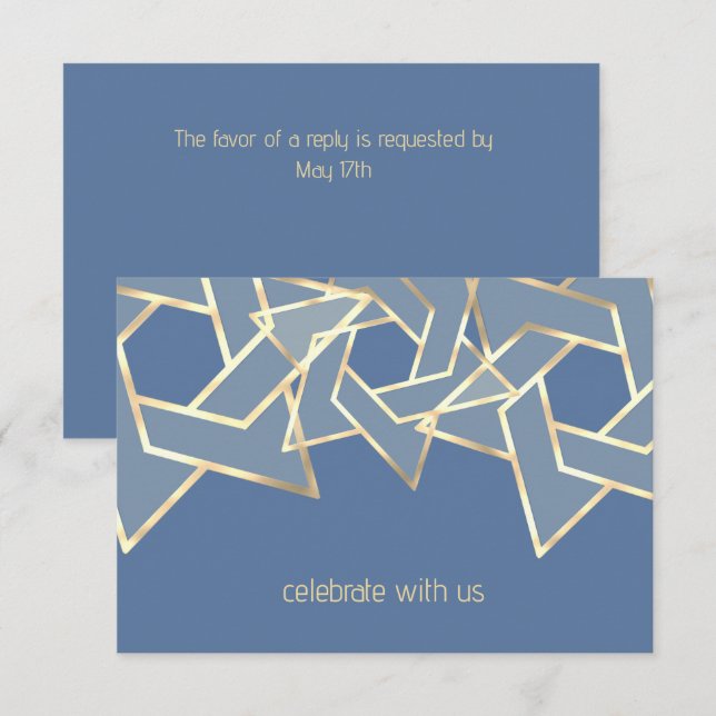 Invitation Bar Mitzvah Gold Star de David RSVP (Devant / Derrière)