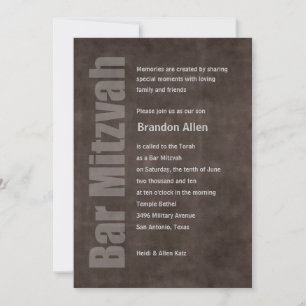Invitation Bar Mitzvah Grunge Brown